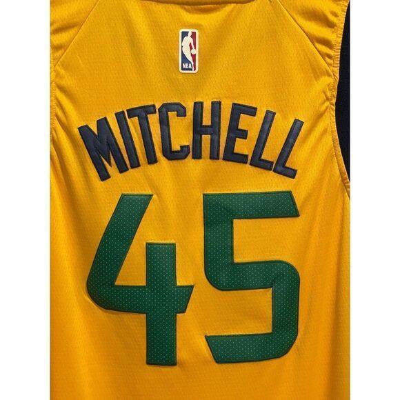 Nike Donovan Mitchell NBA Utah Jazz Green Alternate Swingman Gold Jersey - Picture 9 of 10